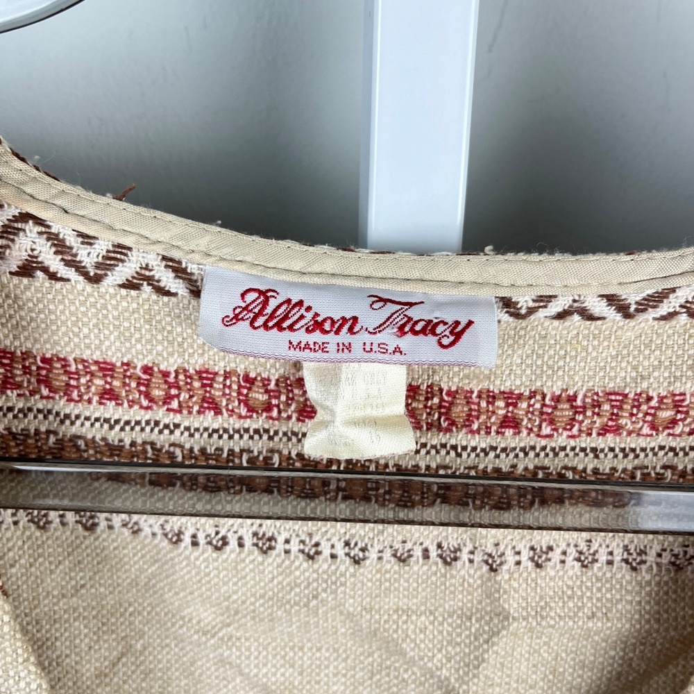 Vintage Allison Tracy Western Tapestry Vest Womens 14 Woven Fringed Boho - Picture 6 of 6
